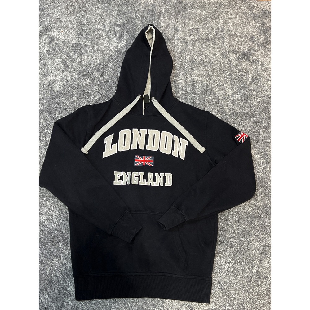 London Collection Mens Hoodie Black London England Union Jack Pullover Medium